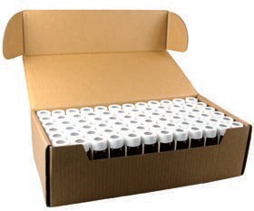 Виала 40 мл, темное стекло, с крышкой винтовой 24-400 с отверстием, ПП, ребристая, белая, с септой Natural PTFE/White Silicone, 3 мм, 72 шт./уп., имп - Упаковка