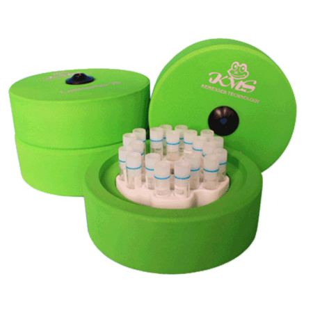 Штатив для замораживания криопробирок 1-2 мл, 30 мест, скорость замораживания 1 °C/мин, зеленый, CellHome-30, Kemesser