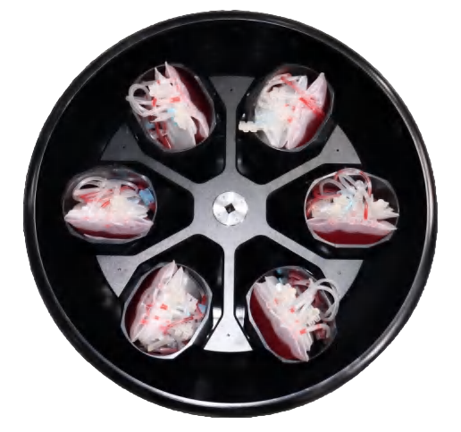 Ротор горизонтальный, 4500 об/мин, 5880g, 6 трансфузионных пакета × 500 мл