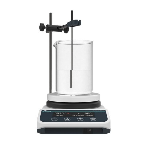 Мешалка магнитная, объём по воде 2 л, d платформы 135 мм, нагрев до 260 °С, 50-1500 об/мин, HS5S, вид спереди, Joan, Китай