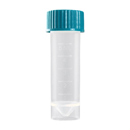 Пробирки 5 мл, резьбовые, свободностоящие, с бирюзовой крышкой, стерильные, 100 шт./уп., Sovtech