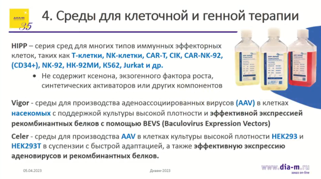 Среды для клеточной и генной терапии