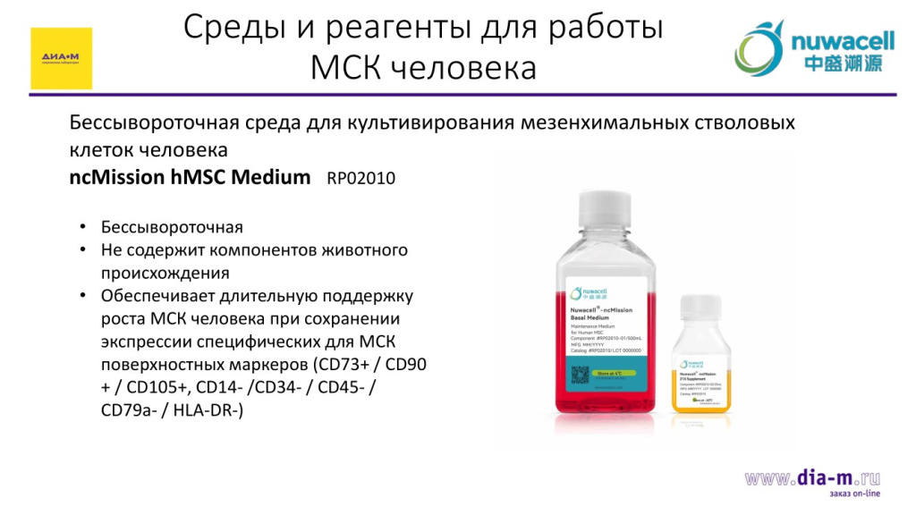 Среды и реагенты для работы МСК человека