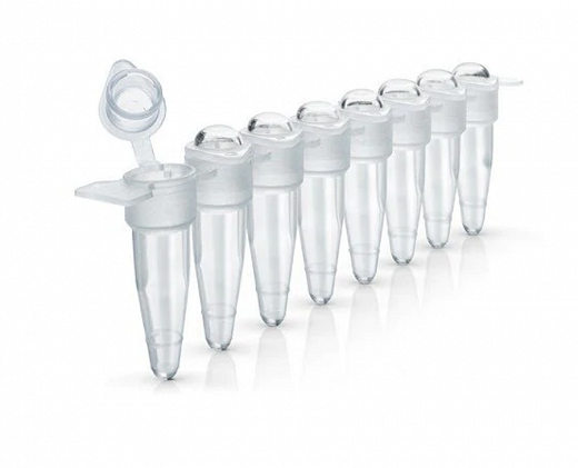 Пробирки для ПЦР в стрипах, 0,2 мл, 1×8, MicroAmp, выпуклая крышка, бесцветные, 125 шт./уп.