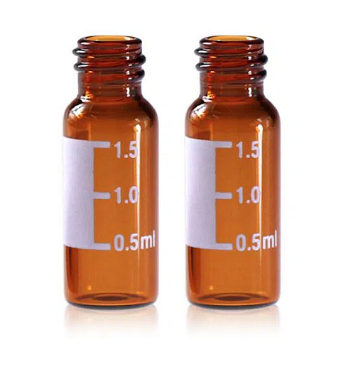 Виала 2,0 мл, темное стекло, 12x32 мм, дно плоское, горло винтовое 9-425, с этикеткой, 100 шт./уп., Китай