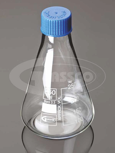 Колба Эрленмейера 500 мл, стекло, до 500 °С, с завинч. крышкой, 2 шт/уп.