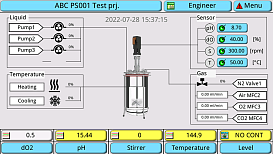 Программное обеспечение биореактора AbioBundle E (главное меню)