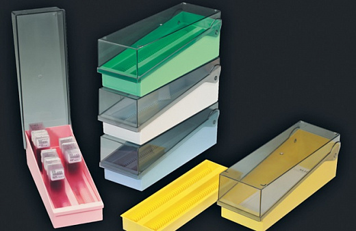 Планшет (коробка, пенал) для хранения препаратов на предметных стеклах, на 100 / 200 стекол, желтый, ПС