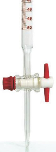 Бюретка 25 мл, ц.д. 0,1 мл, класс B, тип 2, исп. 1, с одноходовым тефлоновым краном, ASTM, 1 шт., Glassco