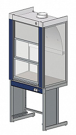 Шкаф вытяжной общего назначения, ширина 90 см, глубина 70 см, корпус – металл, столешница – монолитный пластик Trespa, 2 подъемных экрана