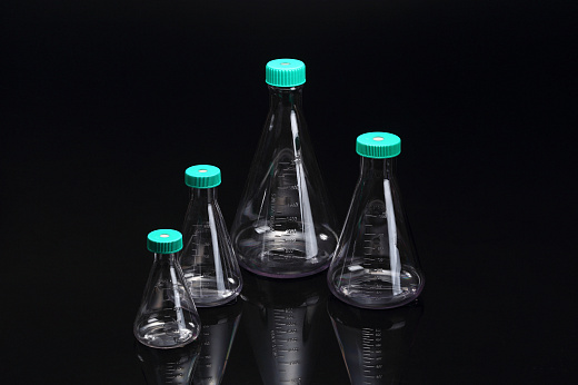 Колба Эрленмейера 250 мл, PC, вентилируемая крышка, стерильная, 1 шт/уп, 8 уп/кор, SPL