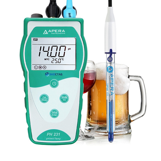 рН-метр, 0-14±0,01, портативный, электрод LabSen 213, PH231BR, серия 230, для напитков, Apera Instruments