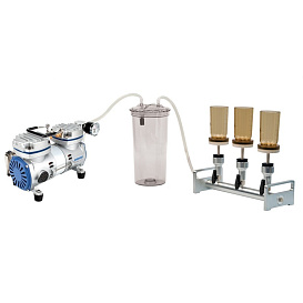 Система вакуумной фильтрации многопозиционная BioVac320A, нержавеющая сталь, 3 места, 34 л/мин., 100 мбар, воронки PES магнитные 300 мл, d 47 мм, Wiggens, Китай