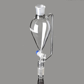 Воронка капельная с компенсатором давления, 50 мл, грушевидная, шлиф 14/23, запорный кран из стекла, с капельным штоком, пробка ПП, 1 шт./уп., Glassco