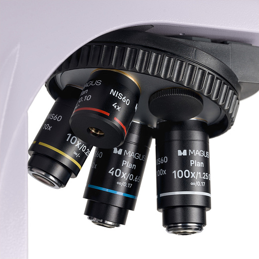 Микроскоп MAGUS Bio 260T, прямой, тринокуляр/бинокуляр, СП, ТП, ФК, Пол, планахромат 4×, 10×, 40×, 100×МИ Фото 11