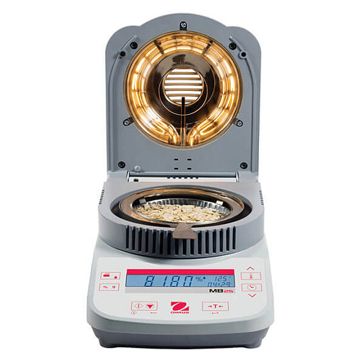 Анализатор влагосодержания, 0,5-110 г, 160 °С, ± 0,05 %, MB25, с открытой крышкой, Ohaus