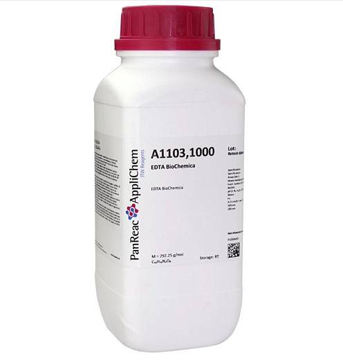 ЭДТА (этилендиаминтетрауксусная кислота), не менее 99%, 1кг, BioChemica, PanReac Applichem