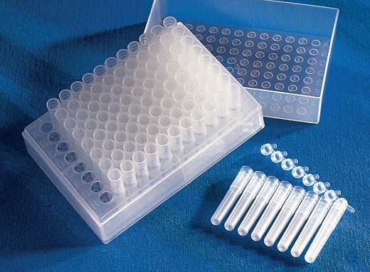 Пробирки 1,2 мл, ПП, круглодонные, без крышки, не стерильные, для кластерных систем, 96 шт./штат., 960 шт./кор.
