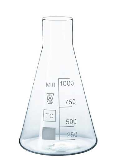 Колба Эрленмейера 300 мл, БС, широкое горло, 1 шт., Россия