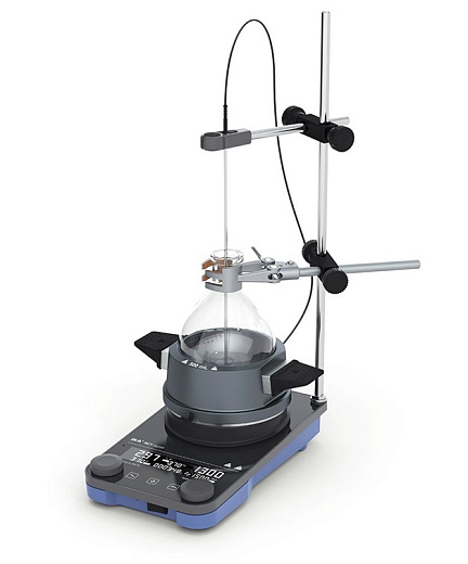Мешалка магнитная, объём по воде 20 л, диаметр платформы 150 мм, нагрев до 370 °С, 1500 об/мин, IKA Plate (RCT digital), со штативом, IKA