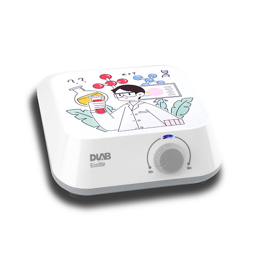 Магнитная мешалка без нагрева, объём по воде 1,5 л, платформа 120×115 мм, 300-2000 об/мин, EcoStir-квадратная, с наклейкой, DLab, Китай