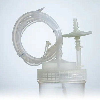 Крышка с портами и трубкой для асептического переноса жидкости из высокопроизводительных колб на 1,6 л, для работы с перистальтическим насосом, стерильная, 8 шт./кор., Thomson