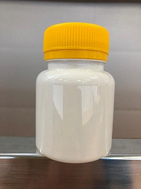 Банка 75 мл, круглая, крышка винтовая жёлтая с контролем вскрытия, белый ПЭТ