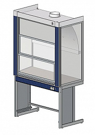 Шкаф вытяжной общего назначения, ширина 120 см, глубина 70 см, корпус – металл, столешница – цельная керамика Fridurit 26, 2 подъемных экрана