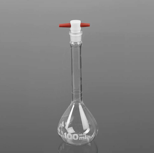 Колба мерная, класс А, БС, с одной отметкой, пробка ПФТЭ, несерийные, сертификат на партию